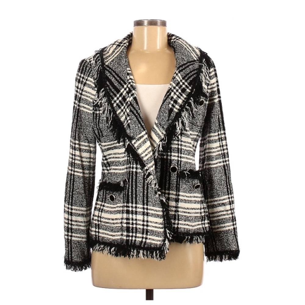 Focus 2000 black and white fringe trim jacket